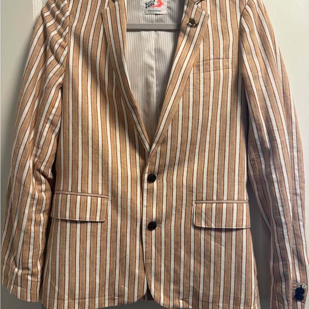 Striped Tan and White Blazer